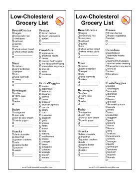 More recent analyses showed the effect is modest, at best. Printable Grocery List For High Cholesterol