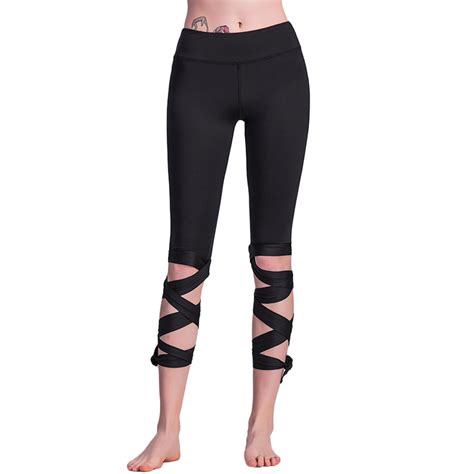 New Sexy Fashion Women Lace Up Ballet Dancing Leggings High Waist Push Up Fitness Skinny Pants