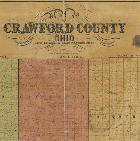 Crawford County Ohio 1850 Old Wall Map Reprint With Etsy