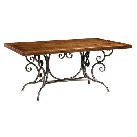 The top plank is made from 18th century chestnut wood, and is decorated with eight large slate tile. Dining Table: Wood Dining Table Wrought Iron Base