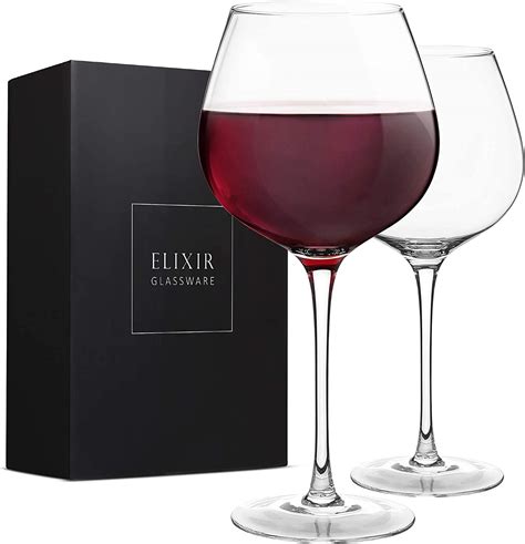 ELIXIR GLASSWARE Red Wine Glasses Large Wine Glasses Hand Blown