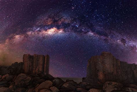 Galaxy Milky Way Stars Desert Night Rocks Stones Night