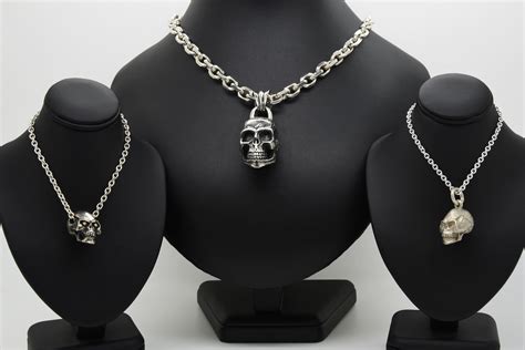 Heavy Silver Skull Necklace Handmade Douglas Hughes Design Skull