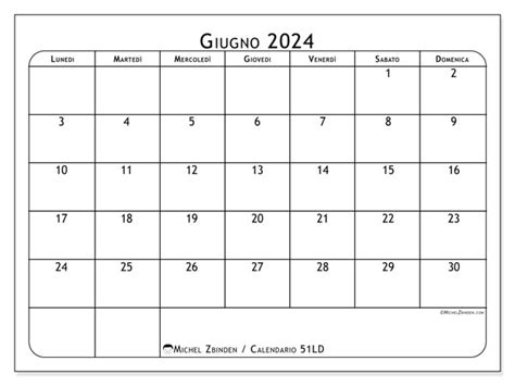 Calendario Giugno 2024 Da Stampare “51ld” Michel Zbinden Ch