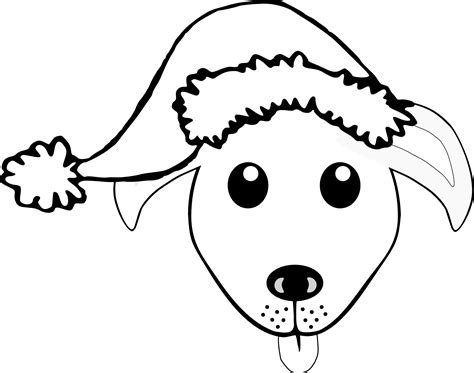 Dog Santa Hat Coloring Page Clip Art Library