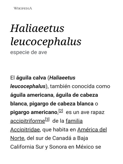 Haliaeetus Leucocephalus Wikipedia La Enciclopedia Libre Pdf Pdf
