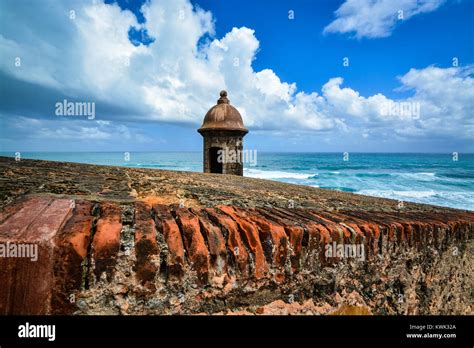 Old San Juan Castillo De San Cristobal Sentry Box Puerto Rico Stock