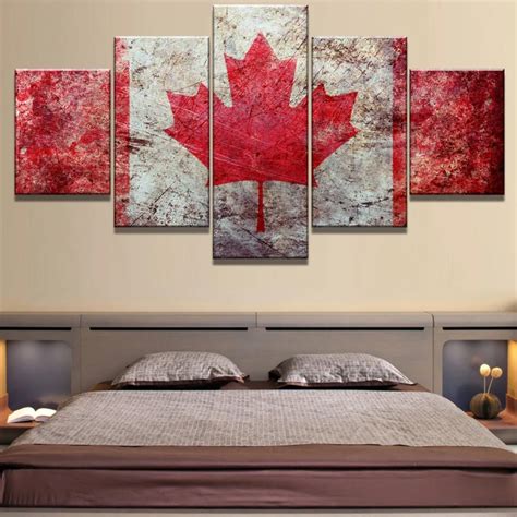 5 Piece Canvas Art Canada Flag Poster Modern Decorative Paintings On