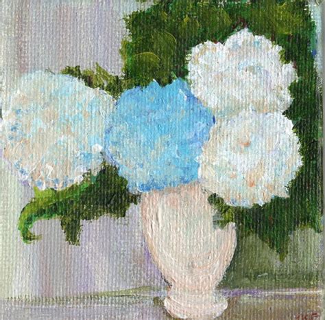 Original Flowers Painting Hydrangeas In Vase Mini Canvas Art Etsy