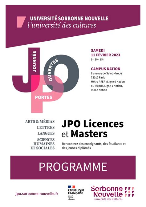 Calaméo Jpo Sorbonne Nouvelle 2023 Programme
