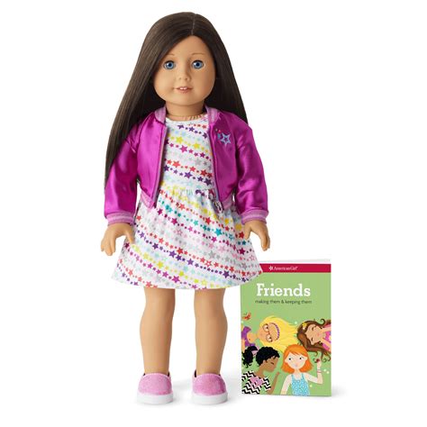 American Girl Truly Me Dn60 Doll And Book Dark Brown Hair And Blue Eyes