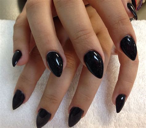 23 Black Acrylic Pointed Nails Png Acrylic Nail Colour