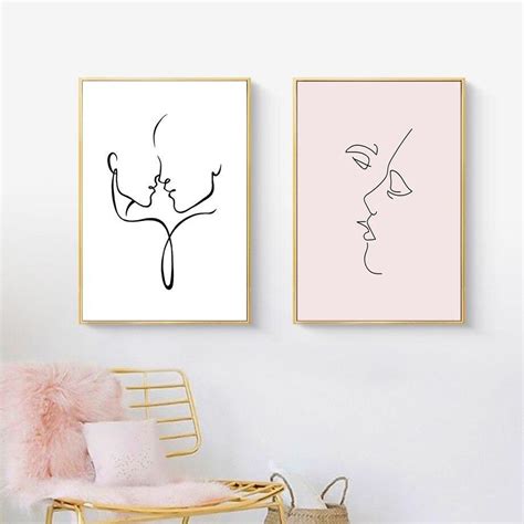 Line art isn't a new concept. Simple Minimalist Lovers Wall Art Fine Art Canvas Prints ...