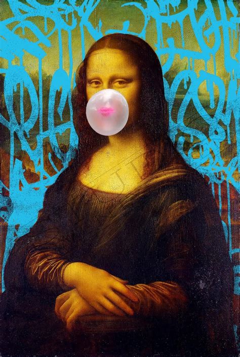Mona Lisa Print With Bubblegum Funny Graffiti Art Urban Art Etsy In