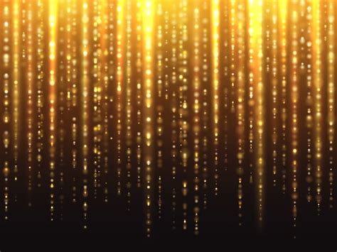 Sparkly Gold Glitter Effect With Falling Down Luminous Particles