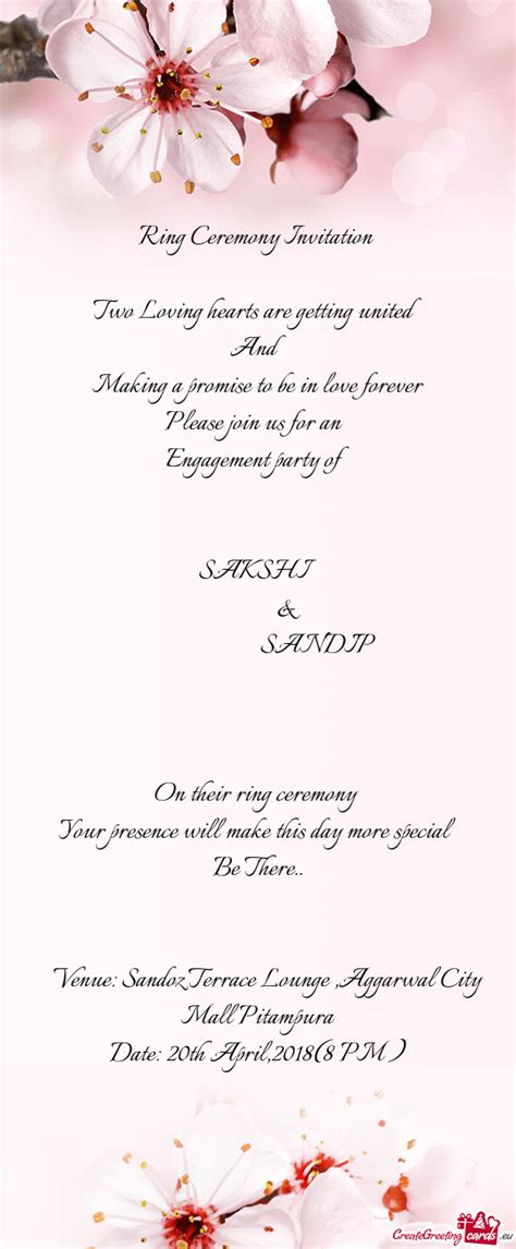 Ring Ceremony Invitation Two Loving Hearts Are Getting Free Cards