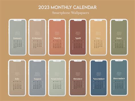 Aesthetic Mobile Calendar 2023 Wallpaper Minimalistic And Etsy