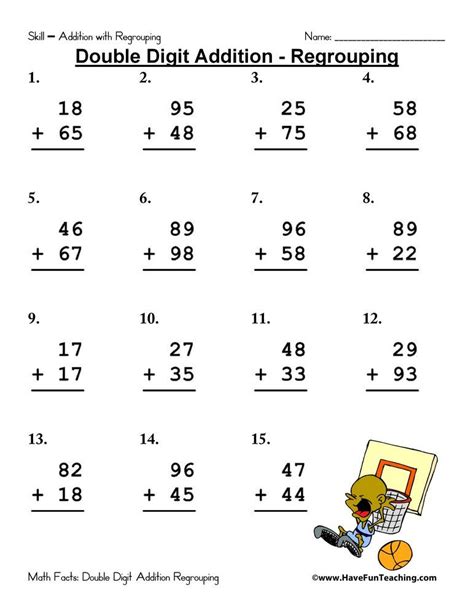 Math Aids Addition With Regrouping Mona Conleys Addition Worksheets