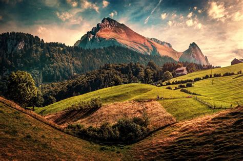 Papel De Parede Suíça Natureza Montanhas Panorama 2048x1365