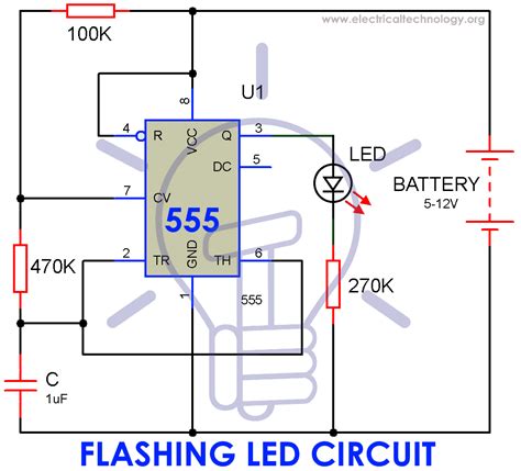 How To Make A Simple Led Flashing Circuit Using 555 Timer Ic