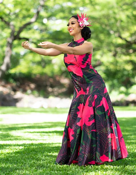 アメリカンスリーブマーメイドドレス（カトレア） ピンク フラダンス衣装、タヒチアンダンス衣装なら「フラとタヒチのaremiti」