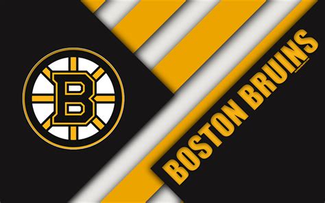 Download Wallpapers Boston Bruins 4k Material Design Black Yellow