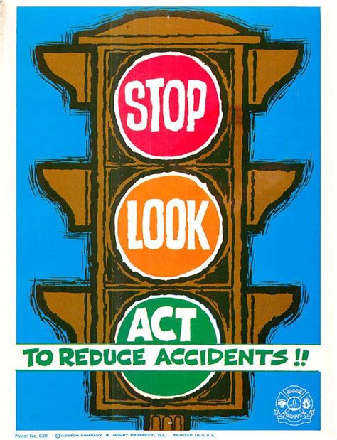 Vintage Work Safety Poster Sears Workplace Stop Look Act To Etsy