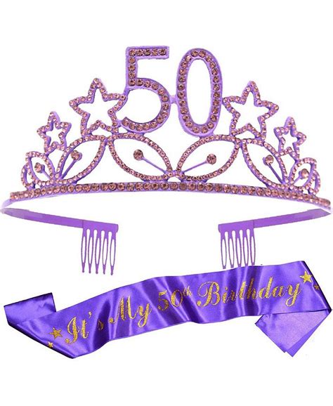 Meant2tobe 50th Birthday T Set For Women Elegant Tiara And Sash In