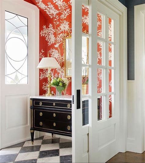 Gracie Studio Wallpaper Sliding French Doors Foyer Design Entry Foyer