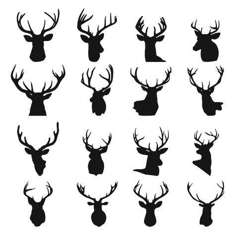 Premium Vector Deer Antlers Silhouette Set Deer Antlers Icon Set