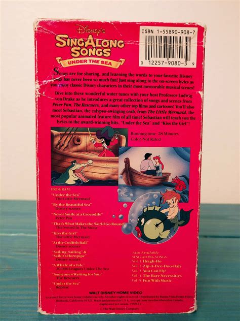 Disney S Sing Along Songs Under The Sea VHS Tape Etsy