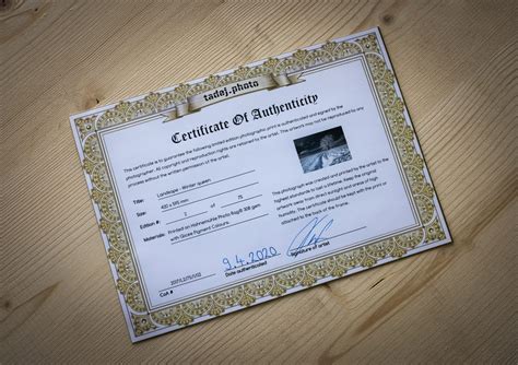 Certificates Of Authenticity Tadejphoto