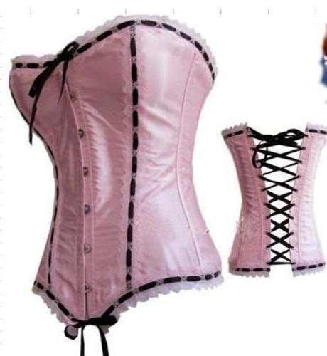 2019 Sexy Lingerie Ladies Satin Lace Up Basque Corset Pink Club Wear
