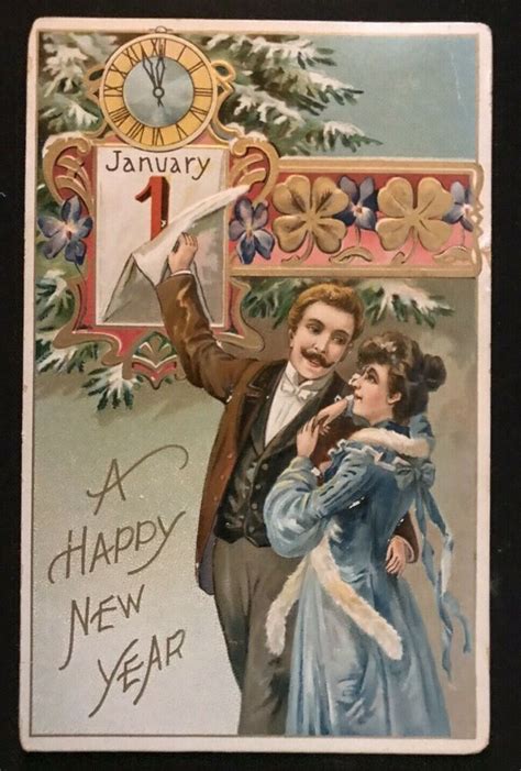 1910 Happy New Yeartuck Antique Postcard Victorian Couplejan1