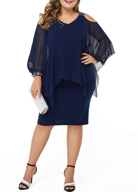 Mis claire is the in house plus size fashion brand manged by aishop online solution. Cold Shoulder Sequin Embellished Plus Size Dress in 2020 ...