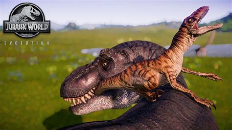 Trex Hunts Down A Pack Of Raptors Gallimimus Herd Jurassic World Evolution Youtube
