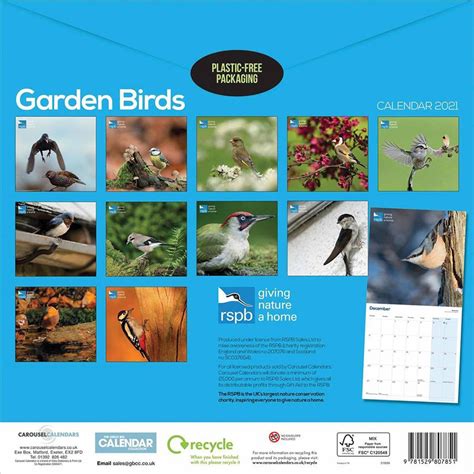 Rspb British Garden Birds 2021 Wall Calendar Rspb