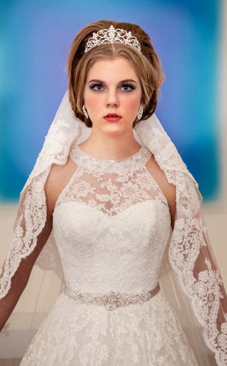Lace Veil And Dress With A Vintage Touch By Mary S Bridal At Mary S Bridal P C Mary S Wtc 14