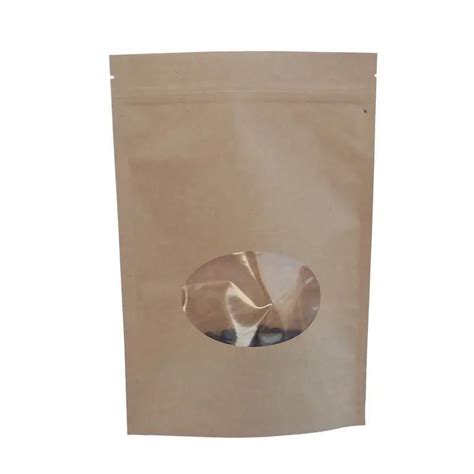 Factory Price Clear Window Food Packaging Ziplock Stand Up Kraft Paper Bag Stand Up Pouch And