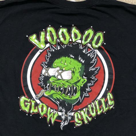 Voodoo Glow Skulls T Shirt Y2k Retro Black Short Sleeve Gildan Alstyle Large Bidstitch