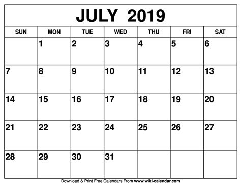 July Blank Calendar Printable Calendar 2023