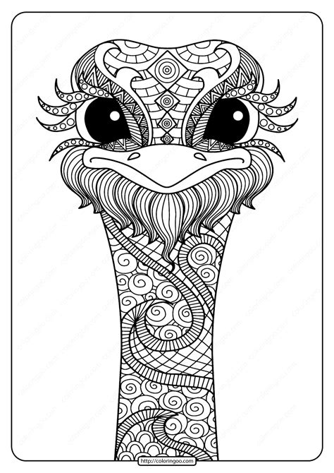 These coloring pages for kids are perfect for toddler. Free Printable Ostrich Mandala Pdf Coloring Page