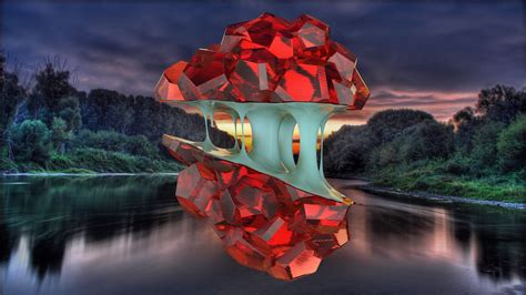 Wallpaper Water Nature Red Reflection Evening Morning Cinema 4d