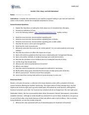 Worksheet ComfortPainSleepCAM Docx NURS 202 Comfort Pain Sleep And