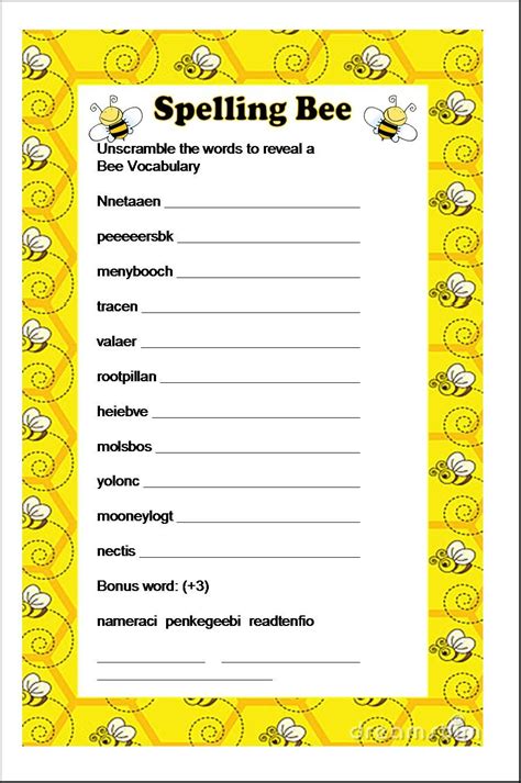 Another Game I Created For A Bumble Bee Party The Spelling Bee Word
