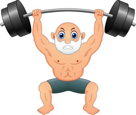 Senior Man Lifting Weights Illustrations Royalty Free Vector Graphics