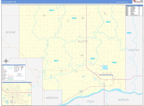 Platte County Ne Zip Code Wall Map Basic Style By Marketmaps