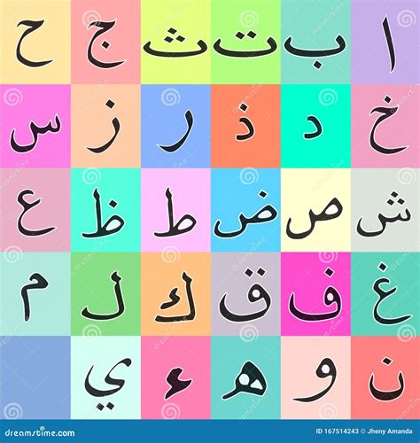 Satz Arabischer Alphabete Vektor Farbenfrohe Arabische Alphabet Die