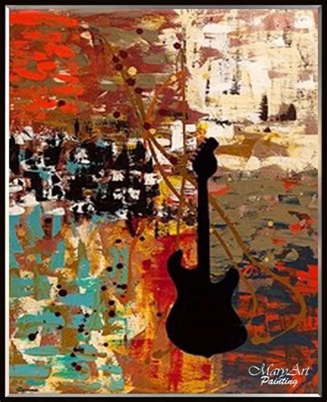 Guitar Modern Art Abstract Acrylic Painting Original Hand Etsy