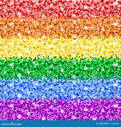 Lgbt Colorful Rainbow Sparkle Seamless Pattern Gay Pride Flag Glitter Background Stock Vector